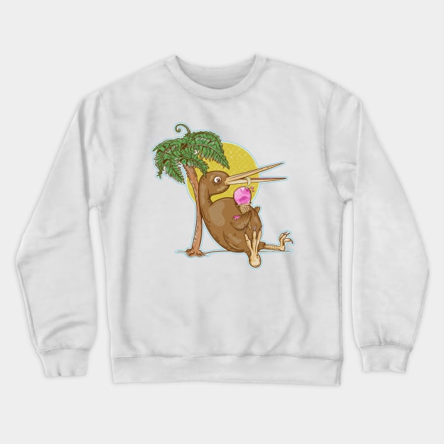 Kiwi Bird eating an ice cream Crewneck Sweatshirt by mailboxdisco